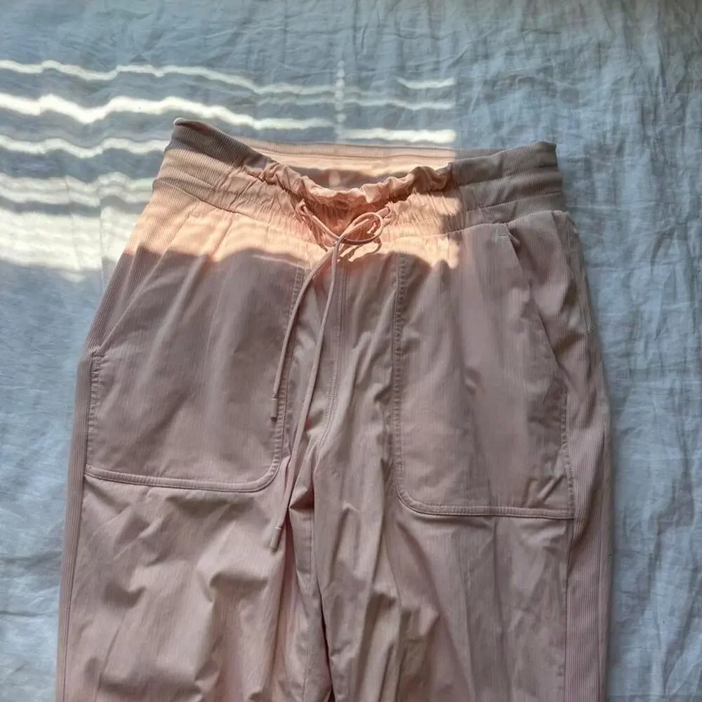 Pink joggers with drawstring waist